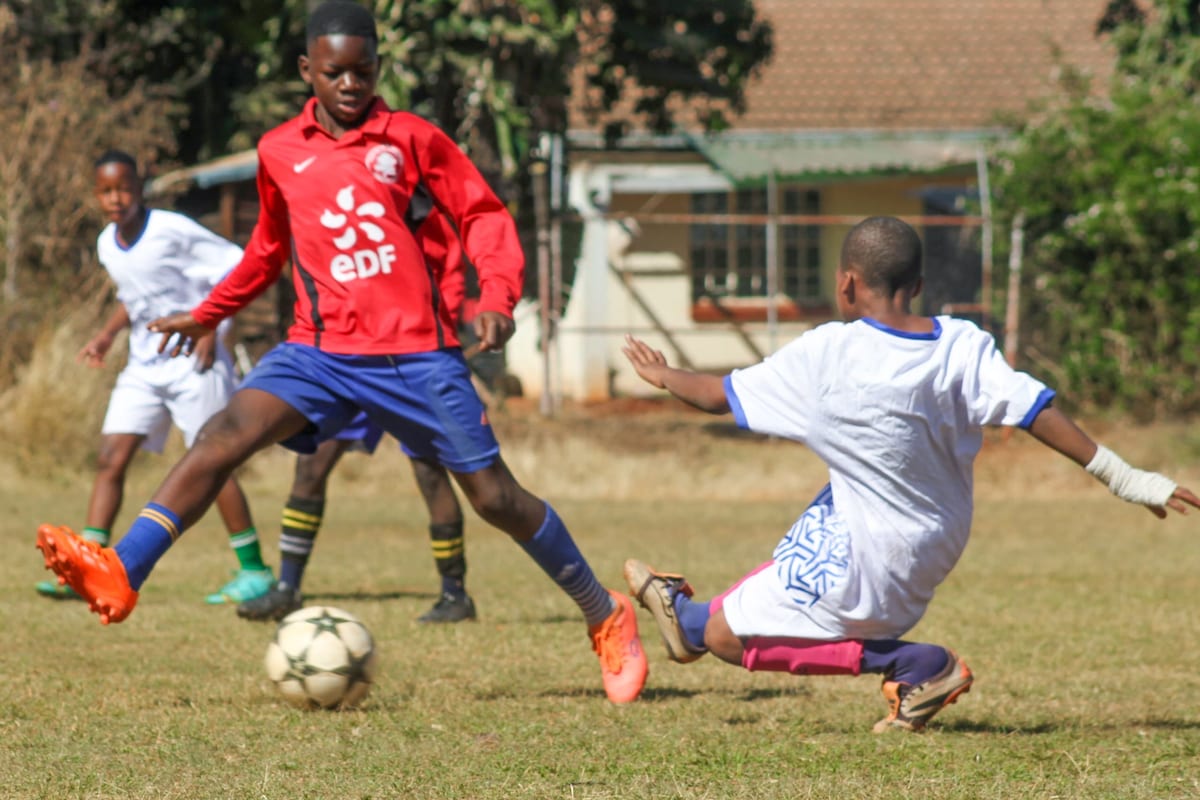 Herentals school football match in progress