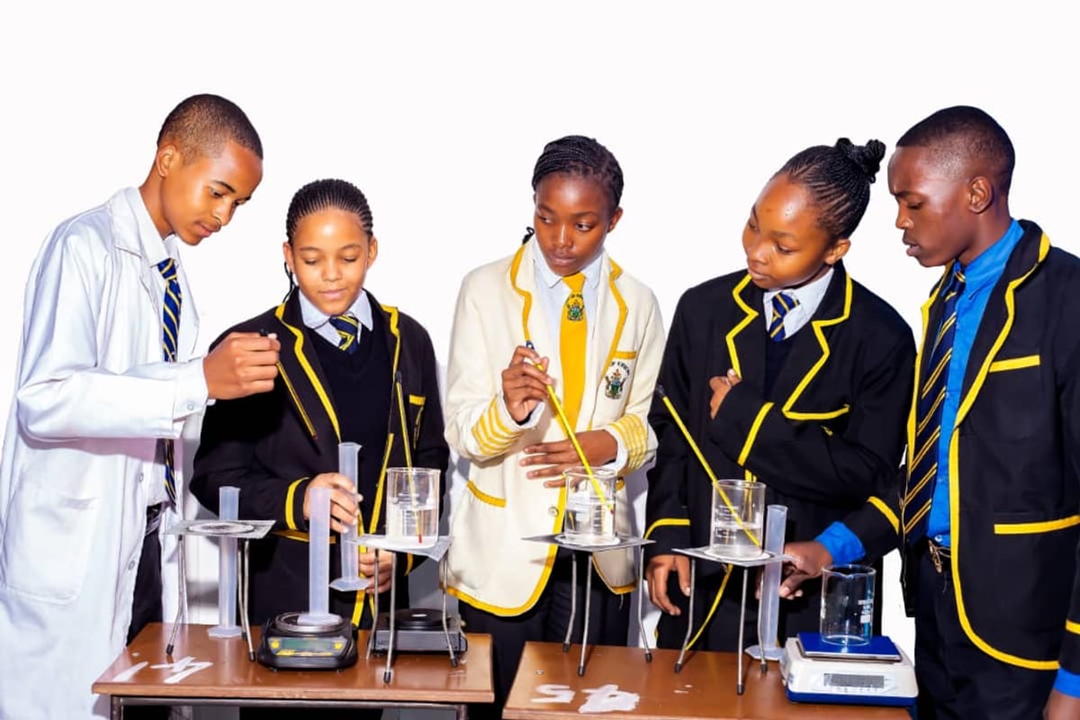 Secondary students in a science laboratory